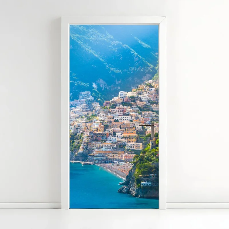 Naklejka na drzwi Positano: kolorowa wioska na wybrzeżu Amalfi