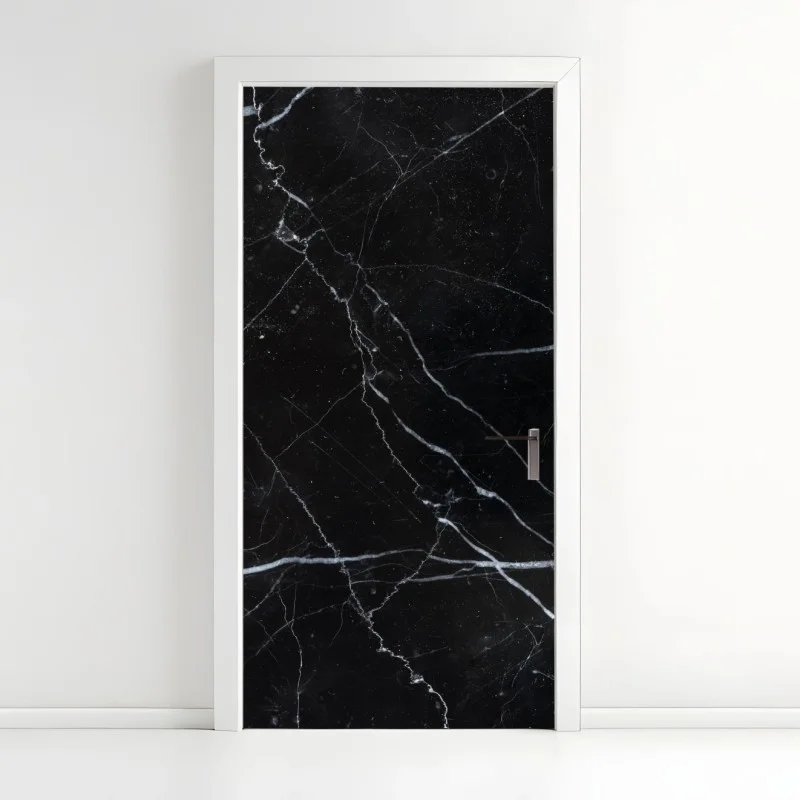 Naklejka na drzwi czarny marmur marquina do nowoczesnych wnętrz