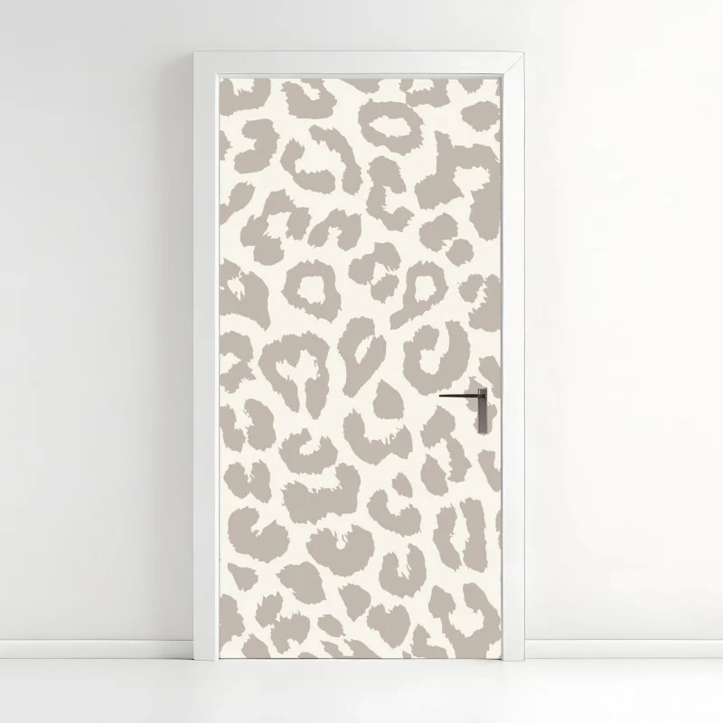 Naklejka na drzwi neutralny beżowy wzór w panterkę