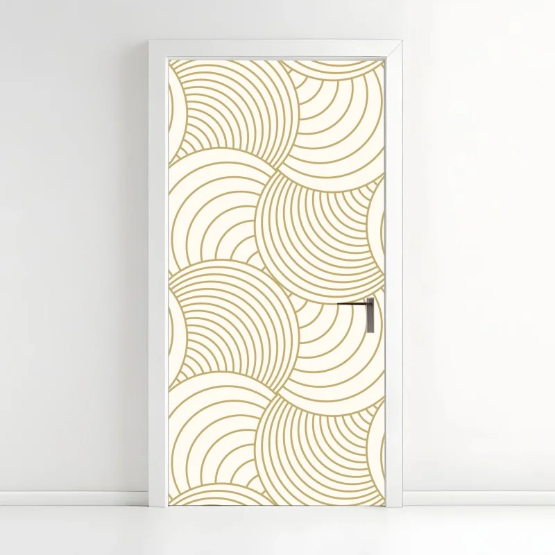Naklejka na drzwi złoty art deco wzór okręgów