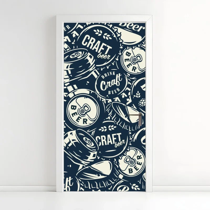 Naklejka na drzwi wzór kapsli piwa rzemieślniczego