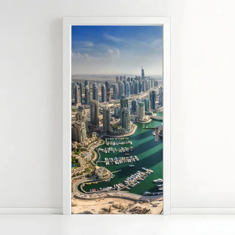 Naklejka na drzwi Dubaj Marina panorama miasta