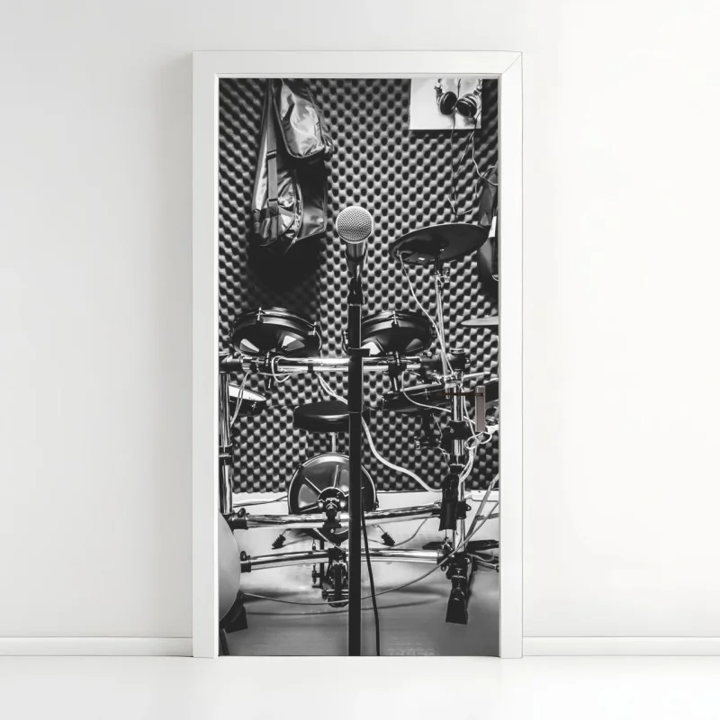 Naklejka na drzwi monochromatyczne studio muzyczne