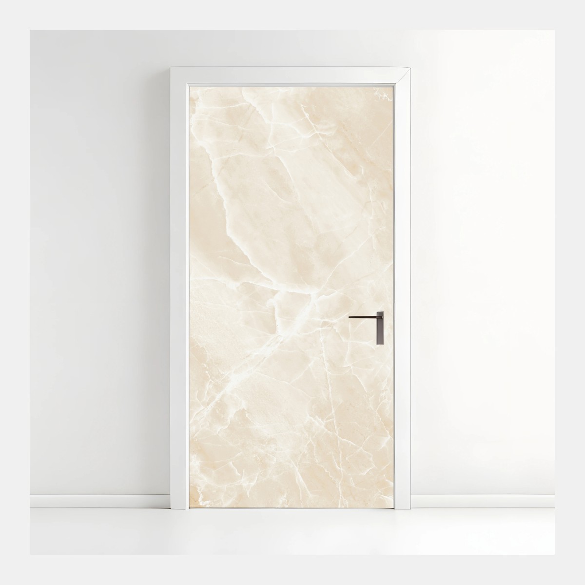 Naklejka na drzwi beżowa tekstura marmuru z białymi żyłami – Wallissimo®