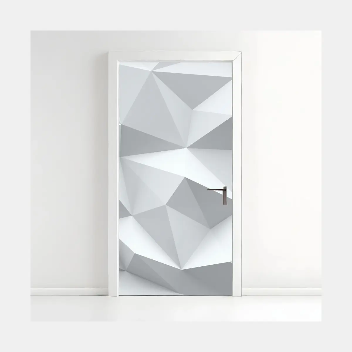 Naklejka na drzwi biały trójwymiarowy geometryczny wzór low-poly – Wallissimo®