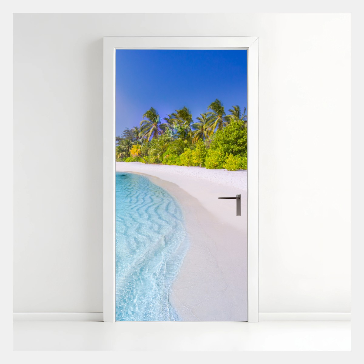 Naklejka na drzwi tropikalna turkusowa plaża – Wallissimo®
