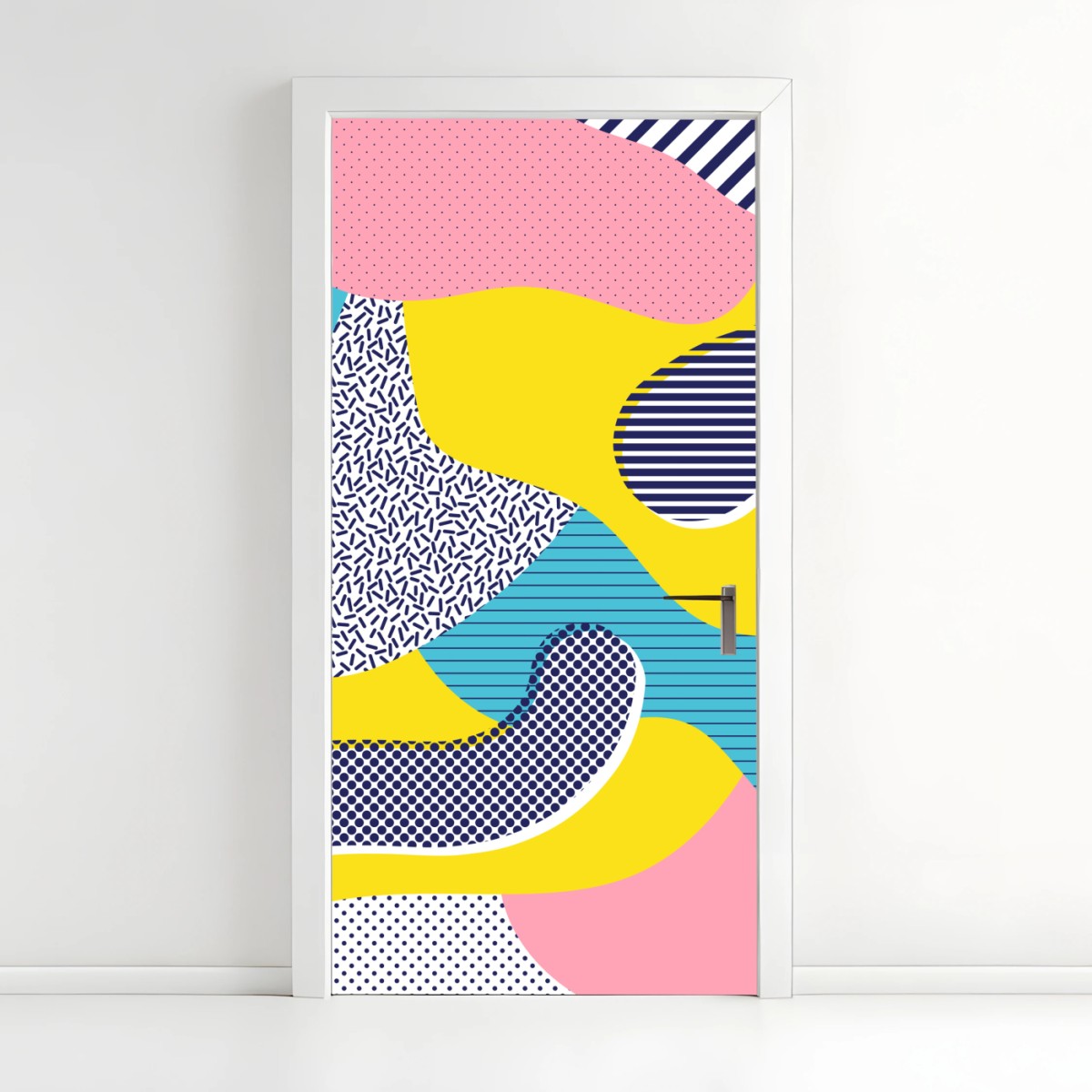 Naklejka na drzwi zabawny abstrakcyjny wzór memphis – Wallissimo®