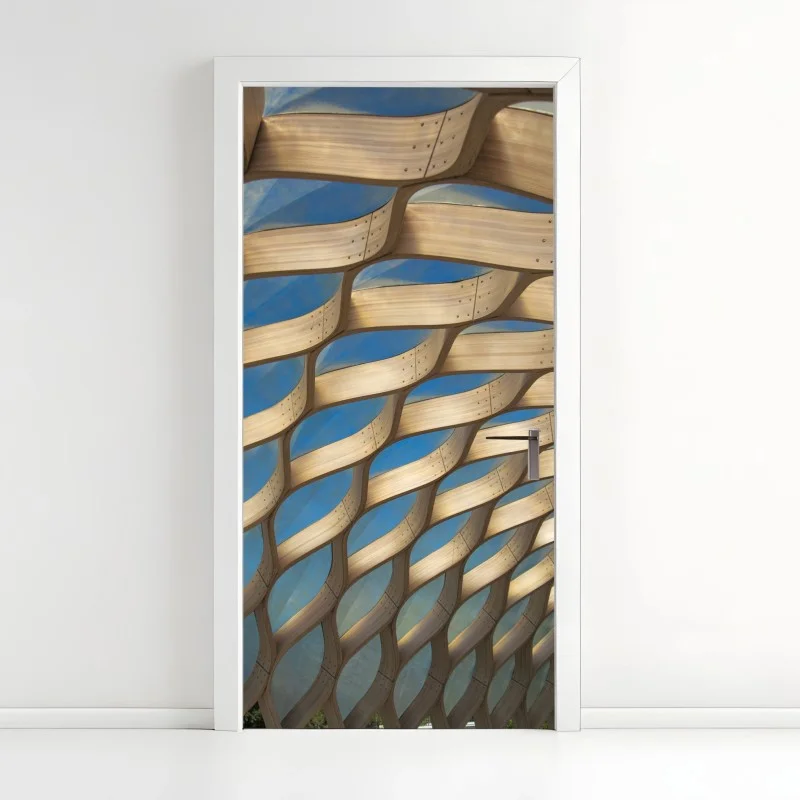 Naklejka na drzwi drewniany ażurowy daszek w Chicago