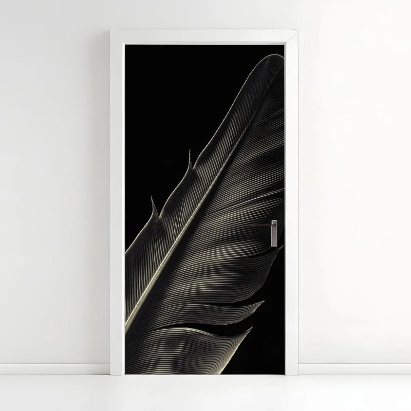 Naklejka na drzwi delikatne pióro w makrofotografii