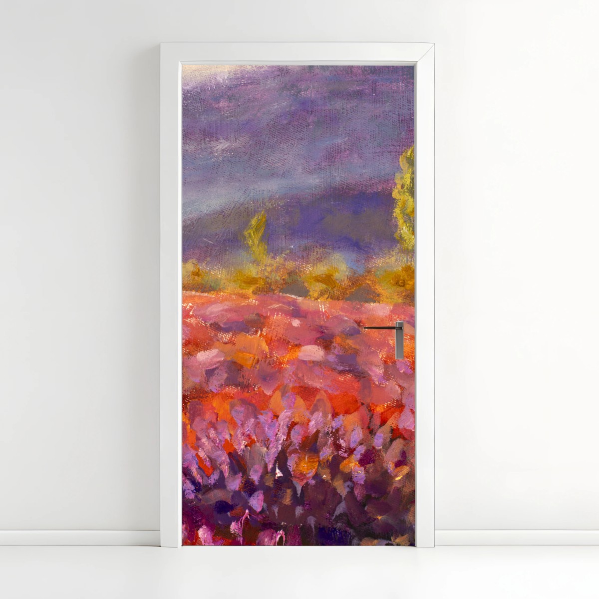 Naklejka na drzwi Prowansja pole lawendy obraz olejny – Wallissimo®