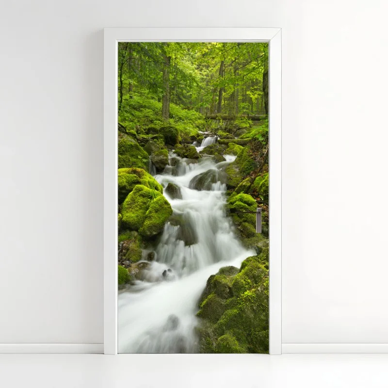 Naklejka na drzwi mechowy wodospad