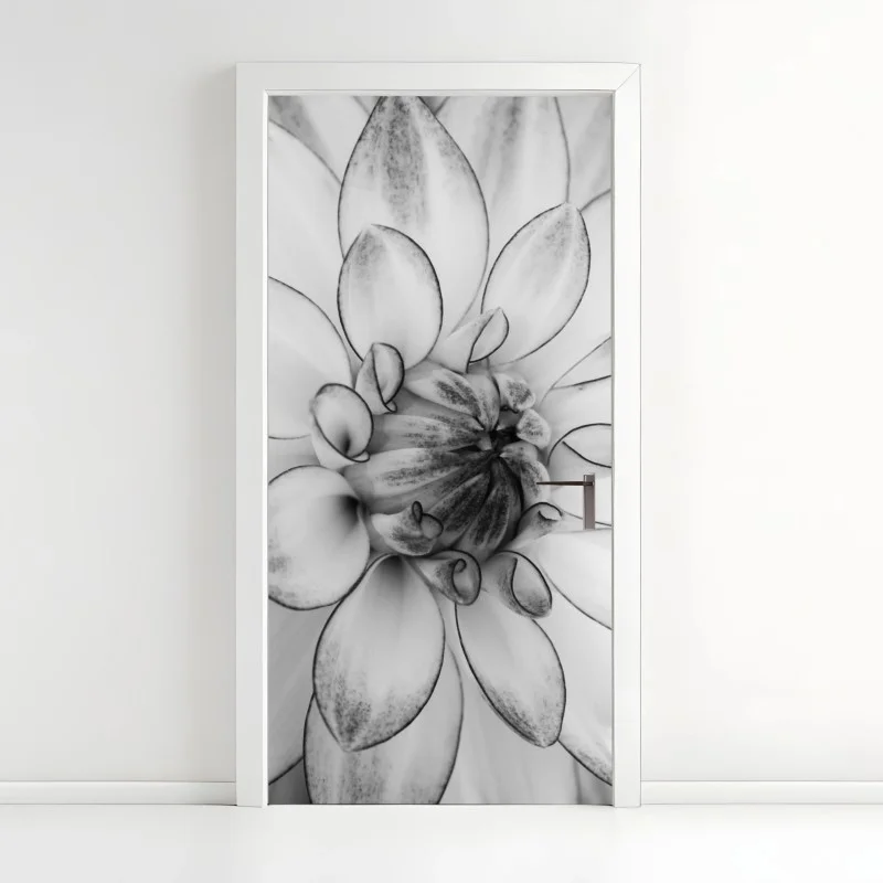 Naklejka na drzwi monochromatyczne zbliżenie dalii