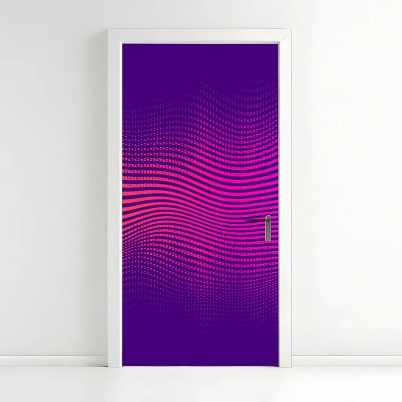 Naklejka na drzwi żywy gradient falowy wzór