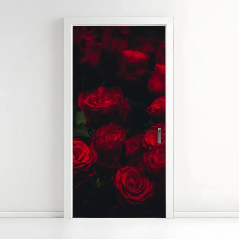 Naklejka na drzwi bukiet czerwonych róż