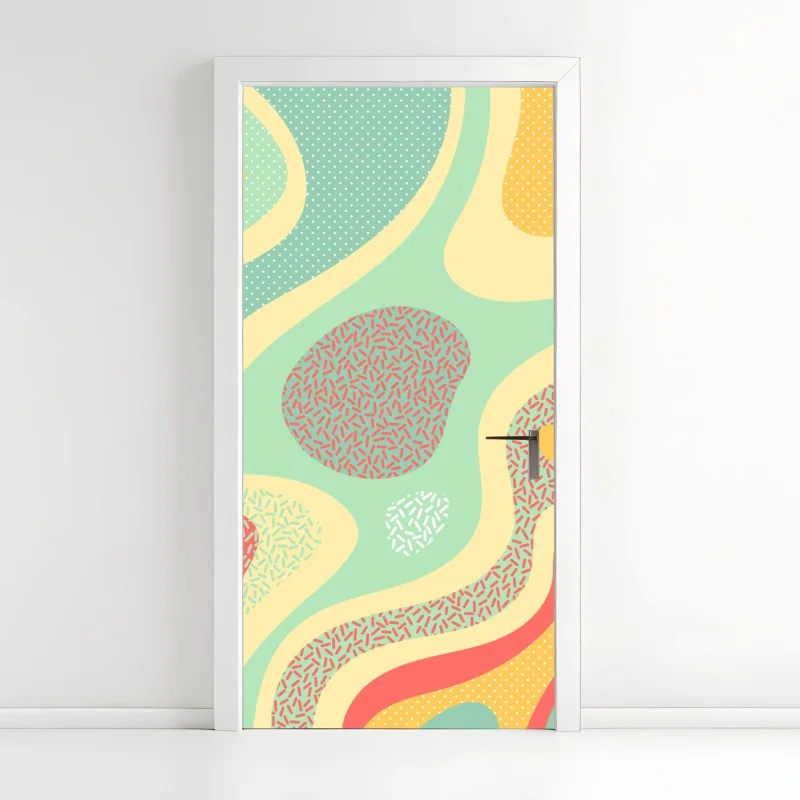 Naklejka na drzwi pastelowy organiczny wzór abstrakcyjny