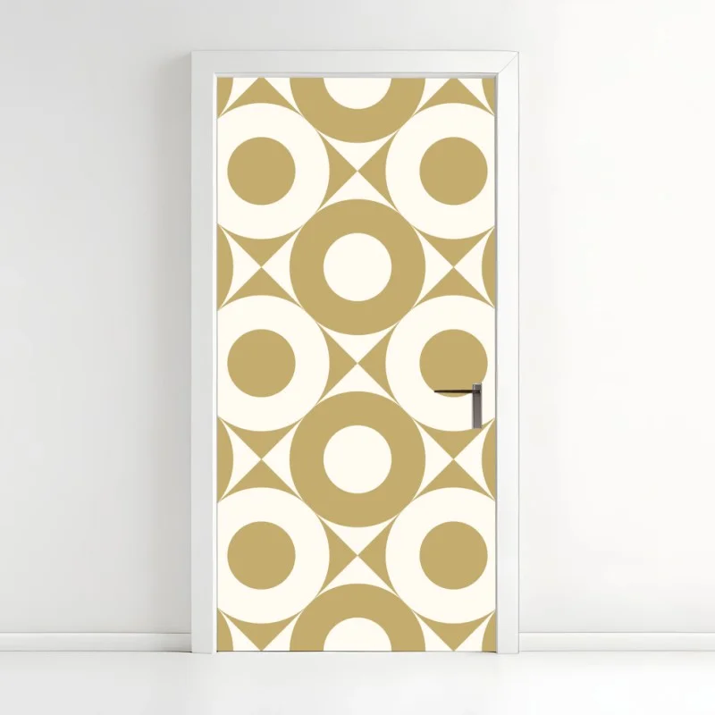 Naklejka na drzwi złoty geometryczny wzór z kołami