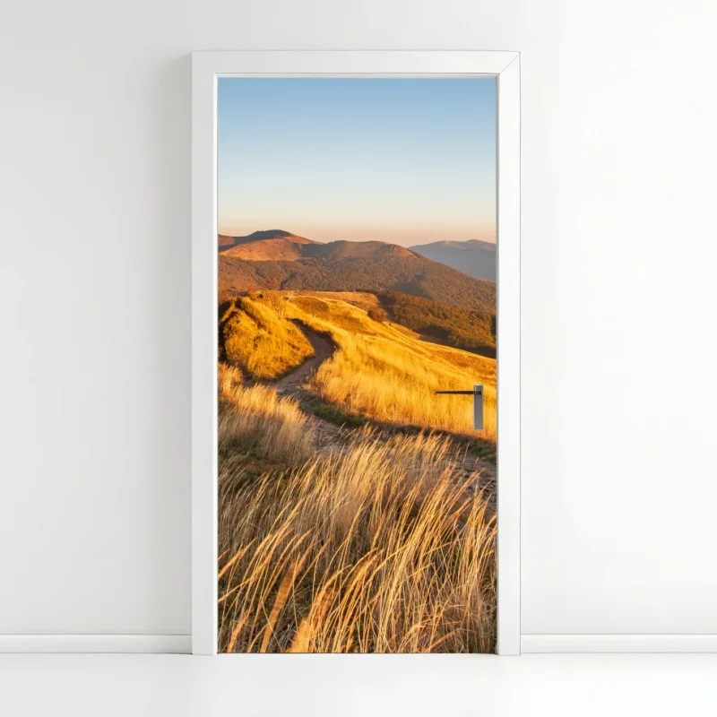 Naklejka na drzwi złota grzęda górska o zachodzie słońca