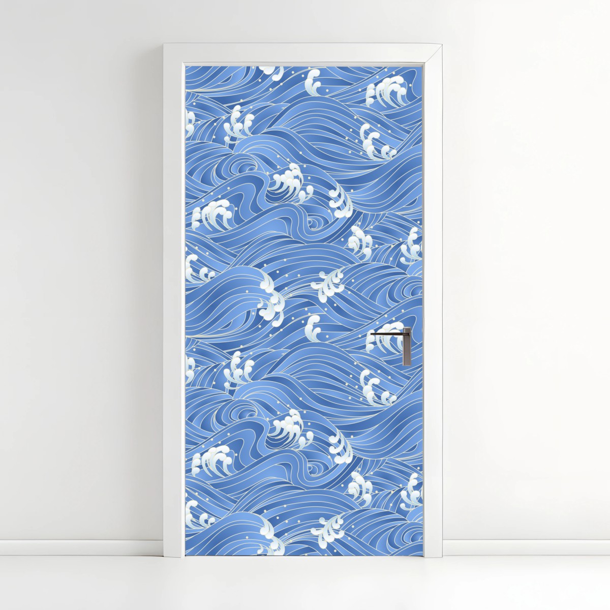 Naklejka na drzwi stylizowany Japoński wzór fal – Wallissimo®