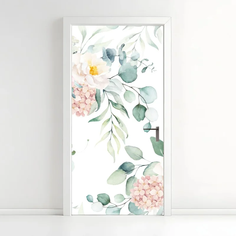 Naklejka na drzwi delikatny akwarelowy bukiet kwiatów