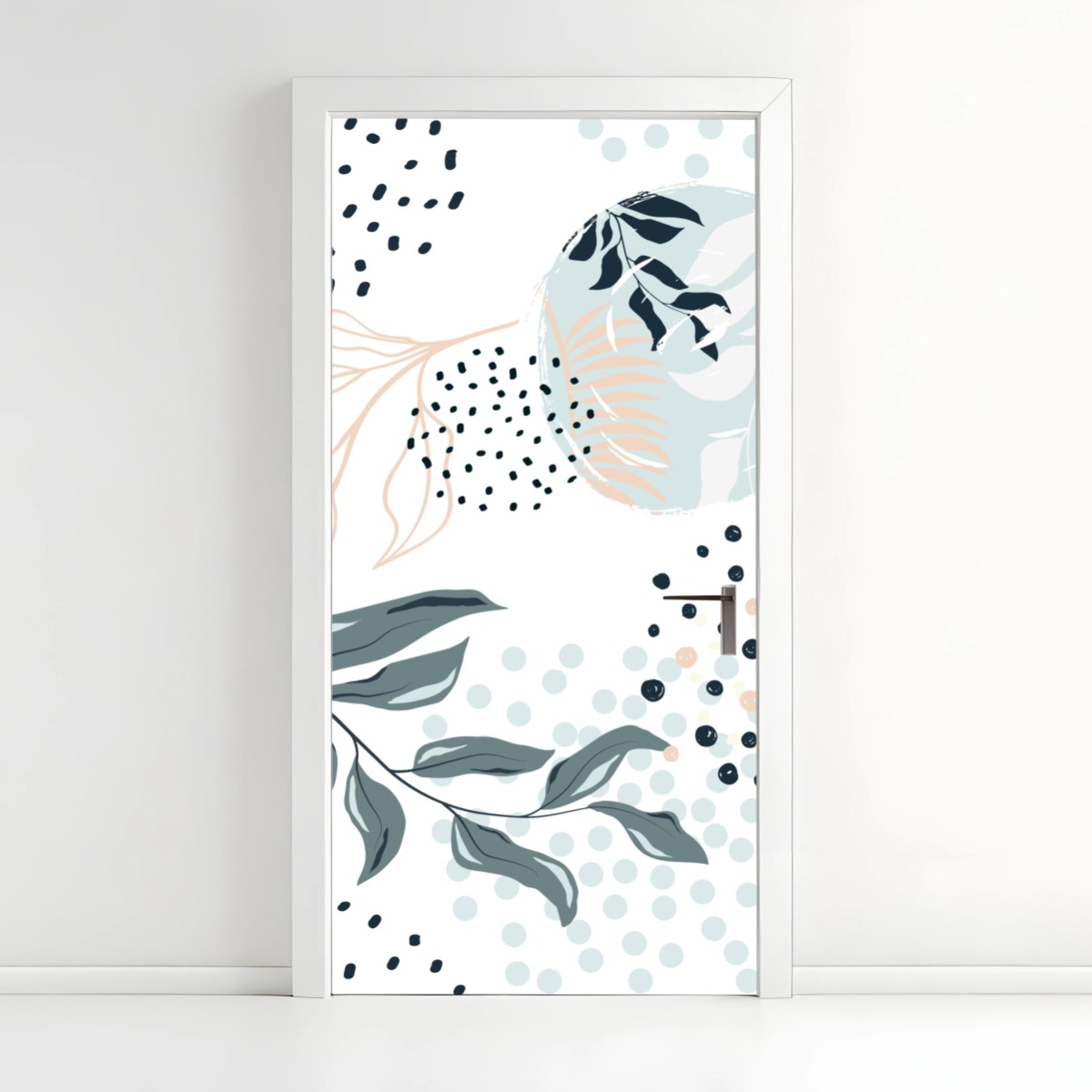 Naklejka na drzwi pastelowy botaniczny wzór abstrakcyjny – Wallissimo®