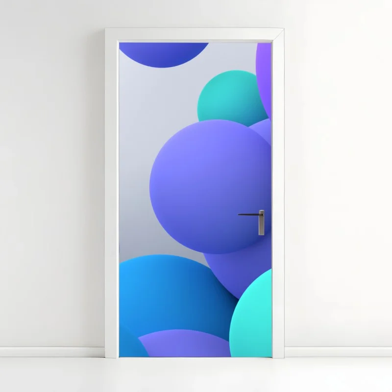 Naklejka na drzwi kolorowe pływające kule 3d abstrakcja