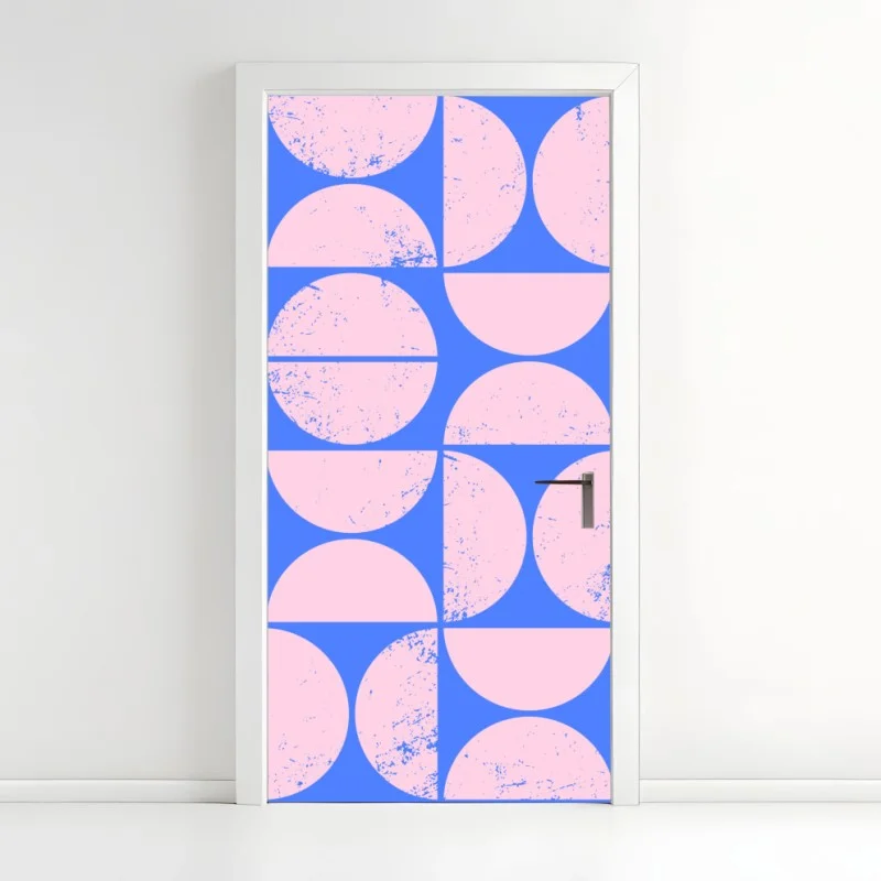 Naklejka na drzwi pastelowy geometryczny wzór z kołami