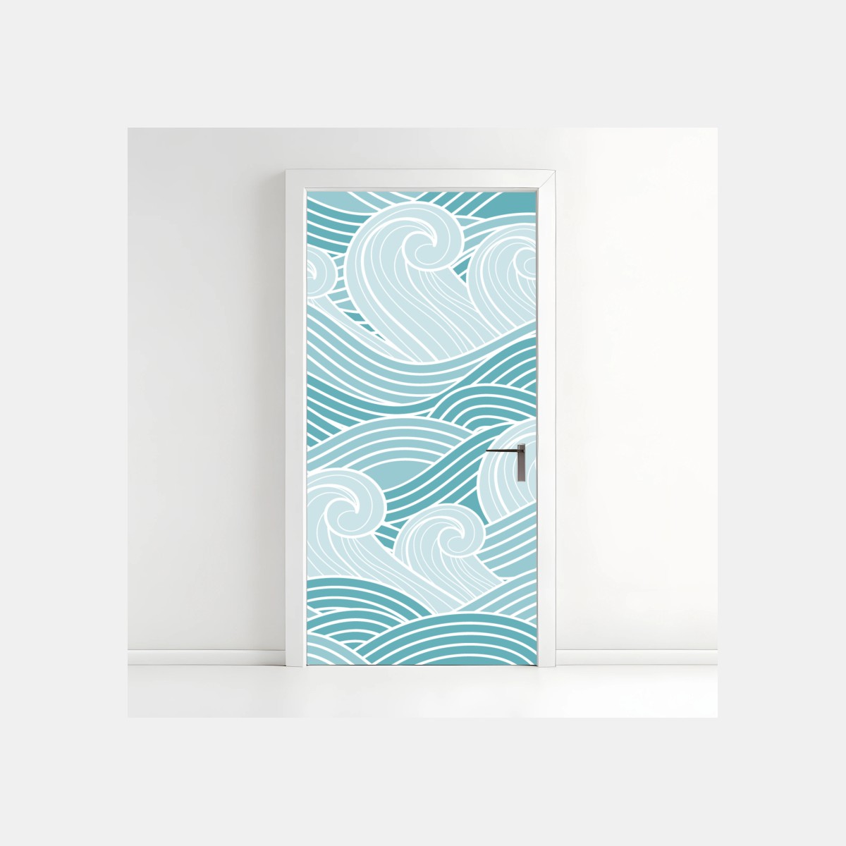 Naklejka na drzwi spokojny turkusowy wzór fal – Wallissimo®