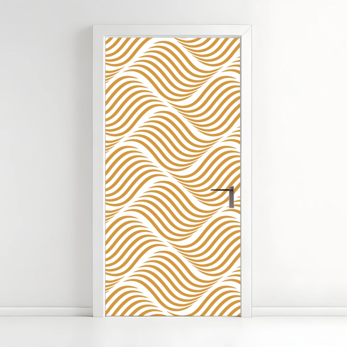 Naklejka na drzwi złoty wzór falowy do dekoracji ściennej – Wallissimo®
