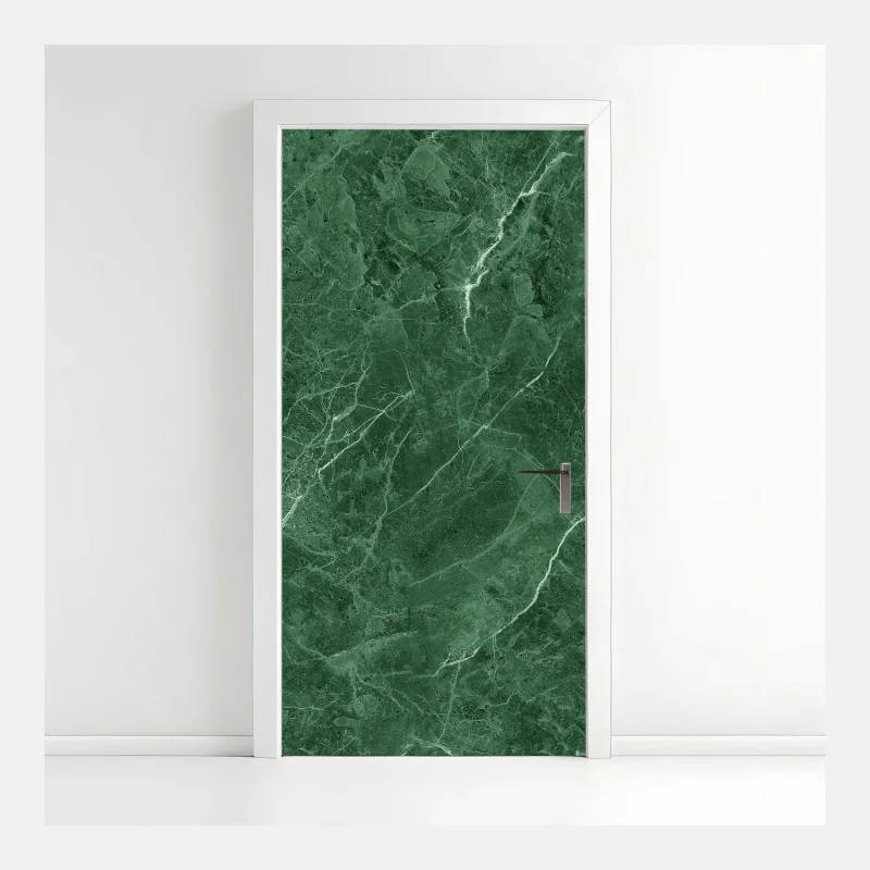 Naklejka na drzwi zielona tekstura marmuru