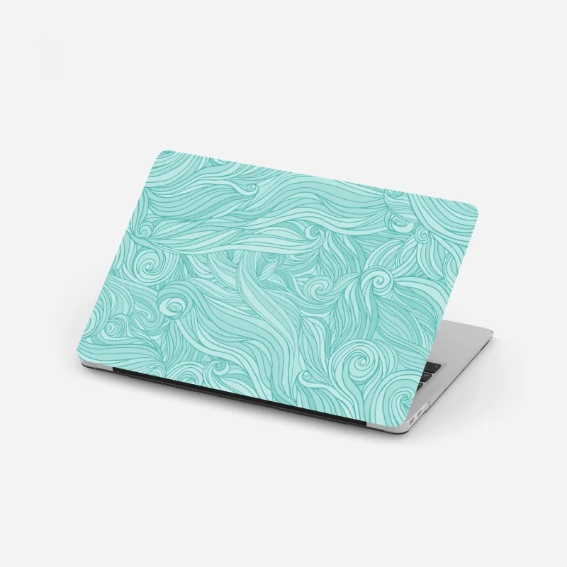 Naklejka na laptopa tropikalna turkusowa plaża z palmami – Wallissimo®