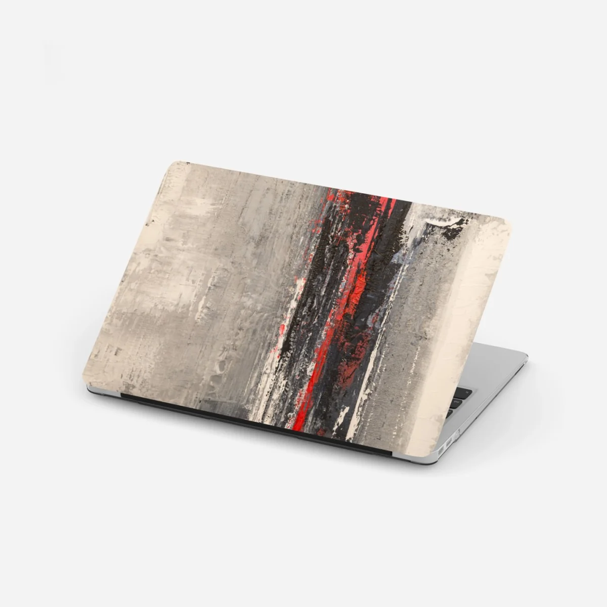 Naklejka na laptopa teksturalna abstrakcja z czerwonym akcentem – Wallissimo®