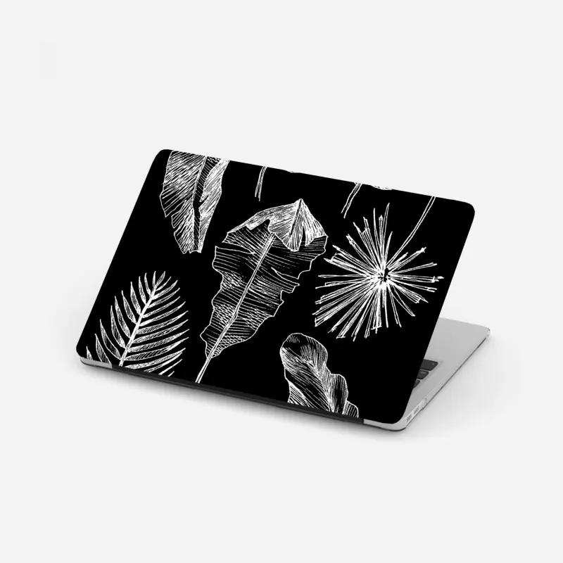 Naklejka na laptopa monochromatyczna kompozycja liści