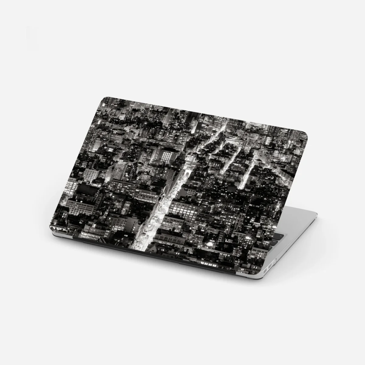 Naklejka na laptopa monochromatyczna panorama miasta nocą – Wallissimo® Naklejka na laptopa monochromatyczna panorama miasta nocą – Wallissimo®