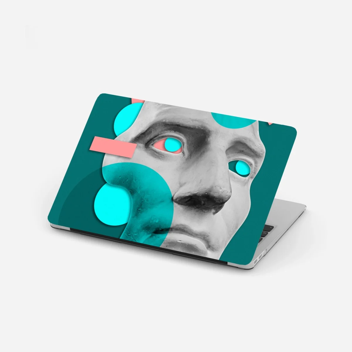 Naklejka na laptopa abstrakcyjna klasyczna maska w turkusie i różu – Wallissimo® Naklejka na laptopa abstrakcyjna klasyczna maska w turkusie i różu – Wallissimo®