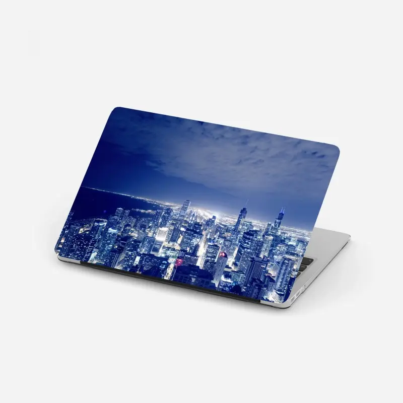 Naklejka na laptopa Chicago nocna panorama miasta
