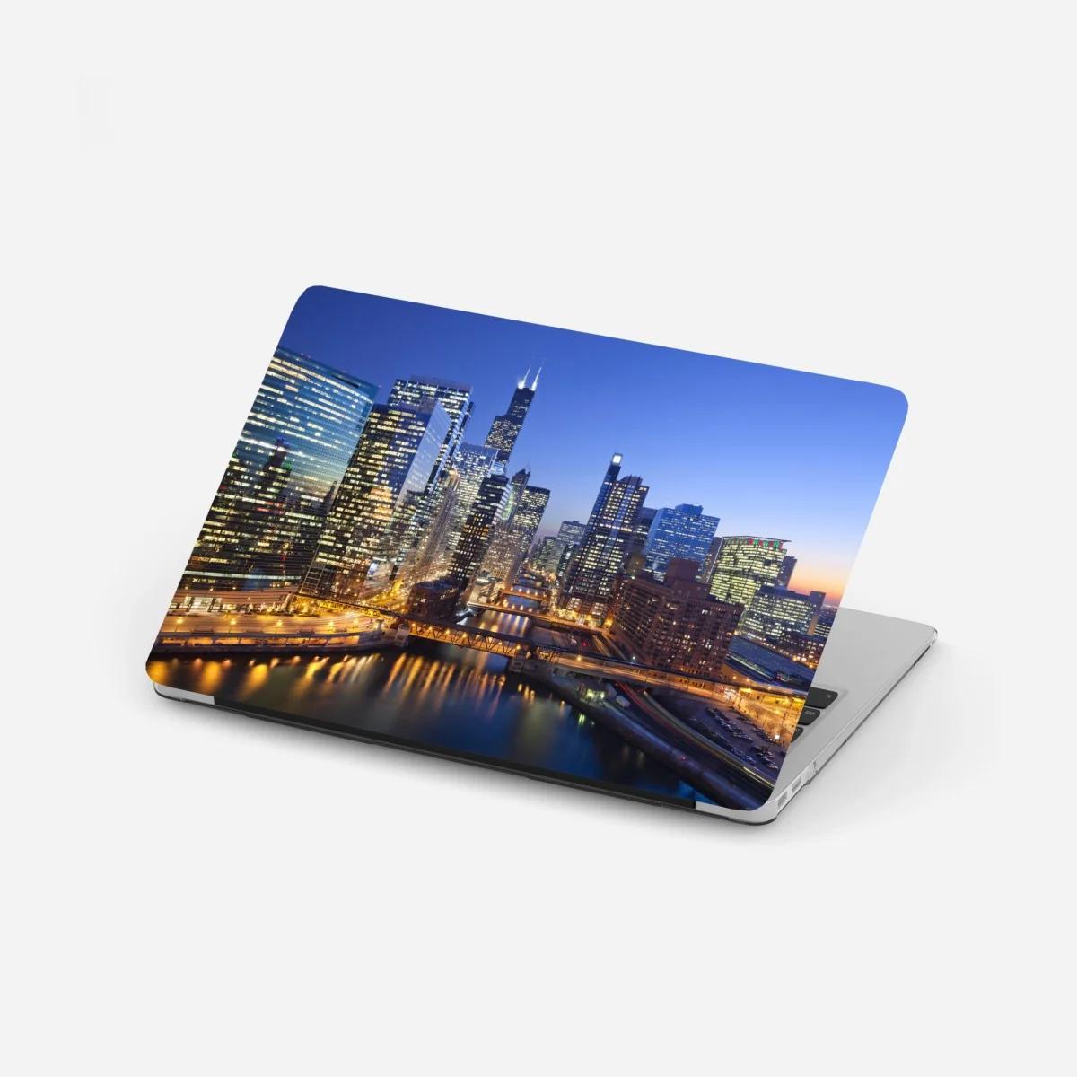 Naklejka na laptopa widok na panoramę Chicago o zmierzchu – Wallissimo® Naklejka na laptopa widok na panoramę Chicago o zmierzchu – Wallissimo®