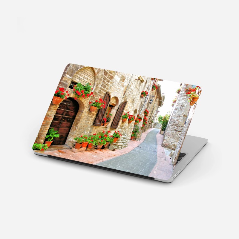 Naklejka na laptopa pastelowy tropikalny ogród z flamingiem – Wallissimo®