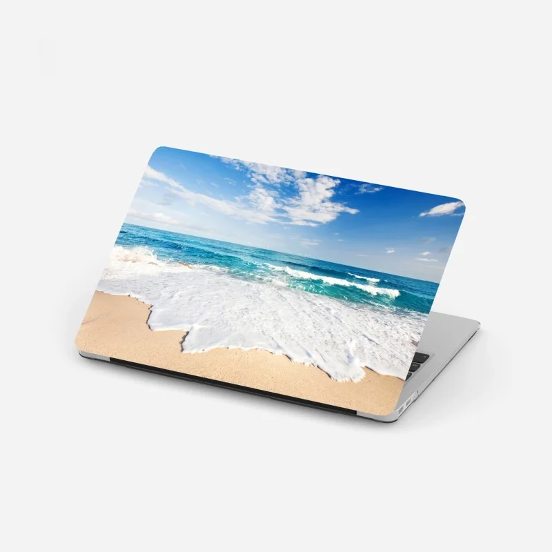 Naklejka na laptopa tropikalna plaża z palmą – Wallissimo®