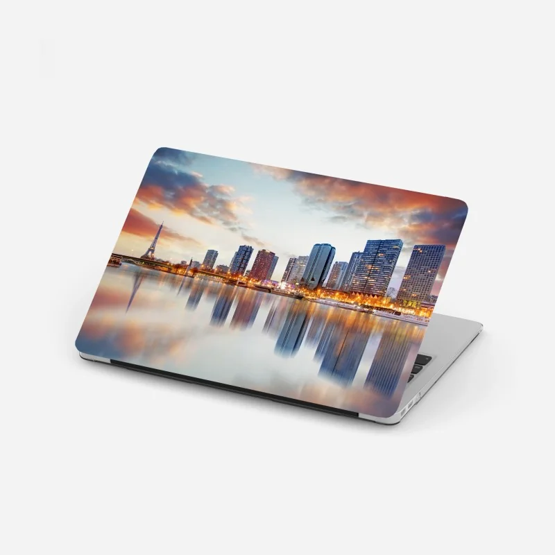 Naklejka na laptopa tropikalna turkusowa plaża z palmami – Wallissimo®