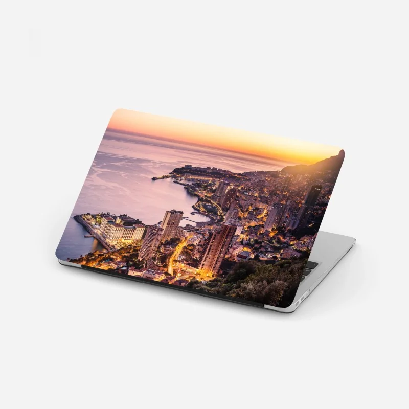 Naklejka na laptopa panorama Marina Bay o zmierzchu – Wallissimo®