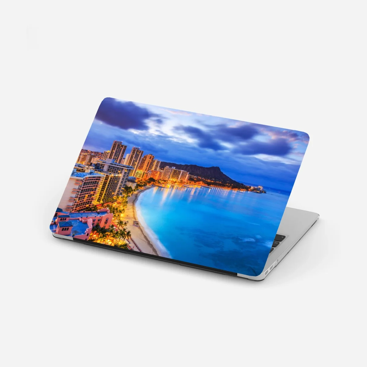 Naklejka na laptopa panorama Waikiki i Diamond Head o zmierzchu – Wallissimo® Naklejka na laptopa panorama Waikiki i Diamond Head o zmierzchu – Wallissimo®