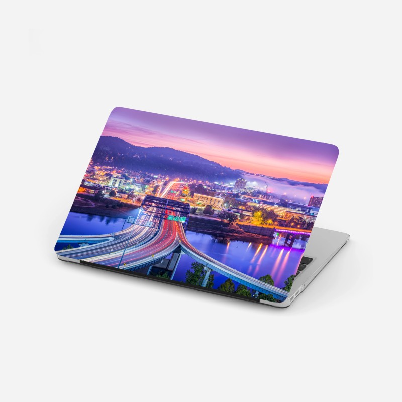 Naklejka na laptopa panorama Marina Bay o zmierzchu – Wallissimo®