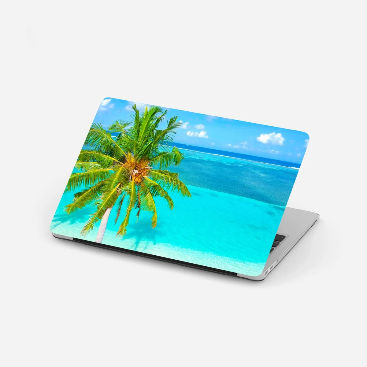 Naklejka na laptopa tropikalna turkusowa plaża z palmą – Wallissimo® Naklejka na laptopa tropikalna turkusowa plaża z palmą – Wallissimo®