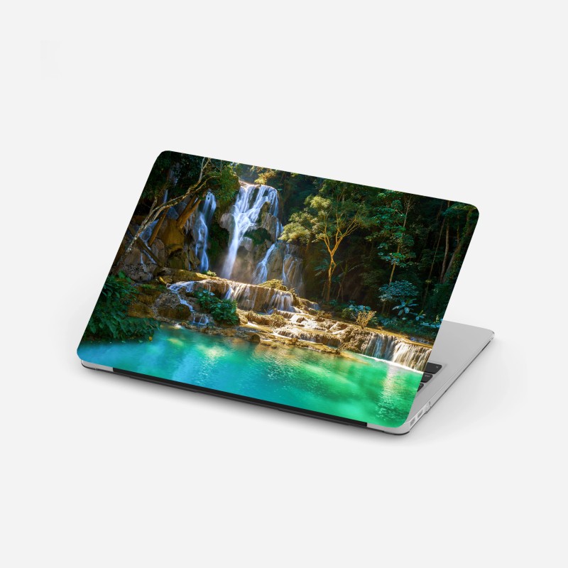 Naklejka na laptopa pastelowy tropikalny ogród z flamingiem – Wallissimo®