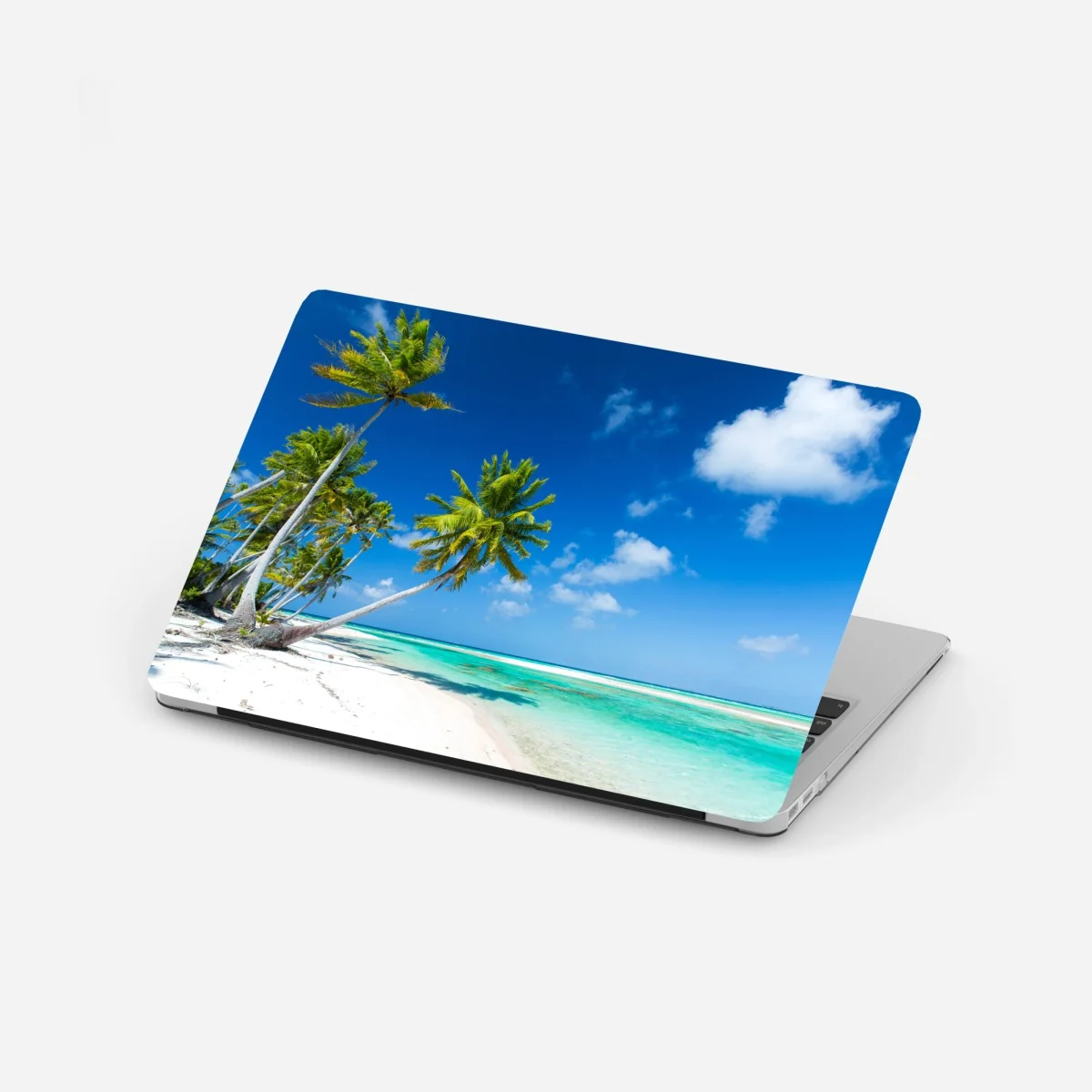 Naklejka na laptopa tropikalna plaża z palmami i turkusową wodą – Wallissimo® Naklejka na laptopa tropikalna plaża z palmami i turkusową wodą – Wallissimo®