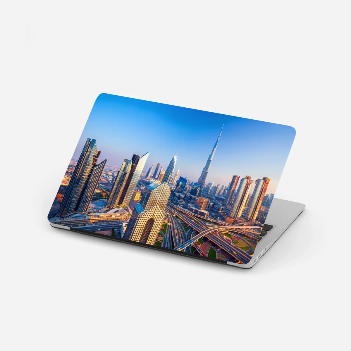 Naklejka na laptopa panorama Dubaju z Burj Khalifa o zachodzie słońca – Wallissimo® Naklejka na laptopa panorama Dubaju z Burj Khalifa o zachodzie słońca – Wallissimo®