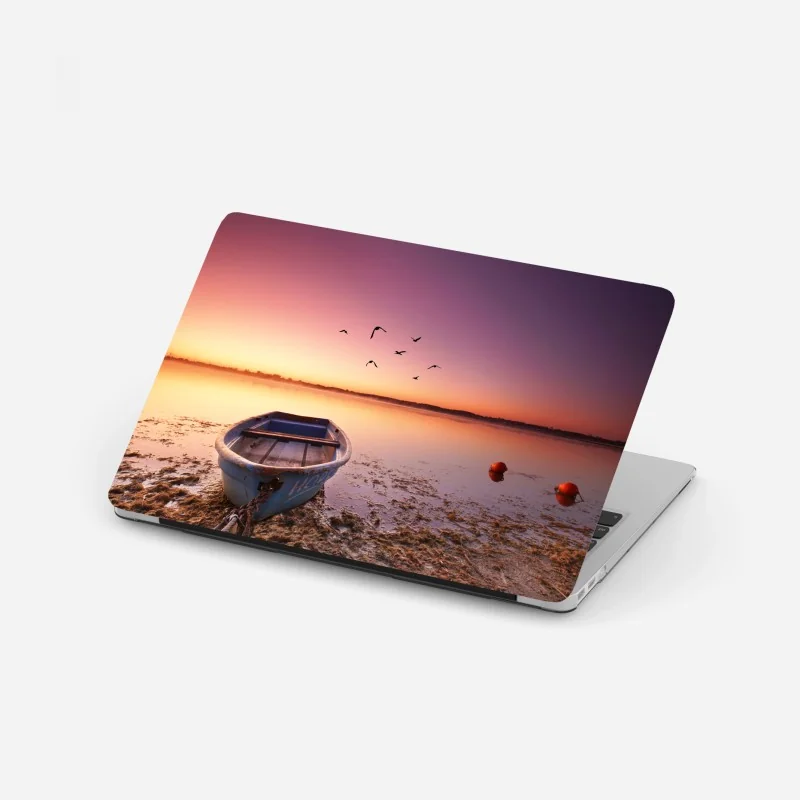 Naklejka na laptopa granatowo-złota abstrakcja w ruchu – Wallissimo®