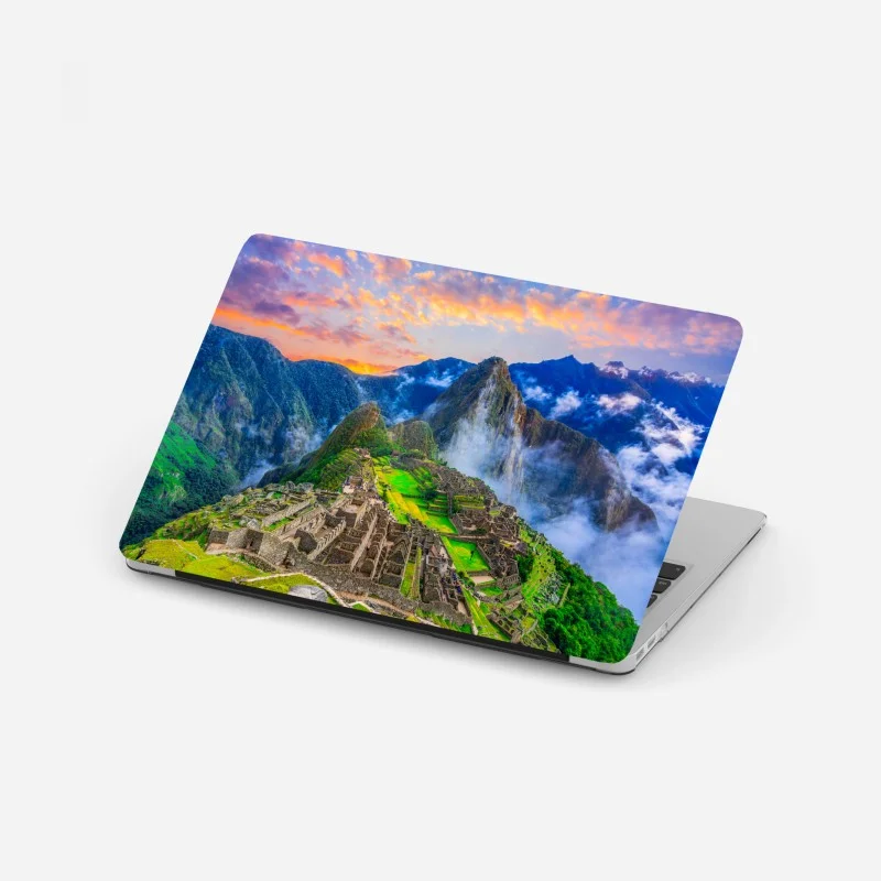 Naklejka na laptopa zachód słońca nad Machu Picchu starożytna Inkaska cytadela