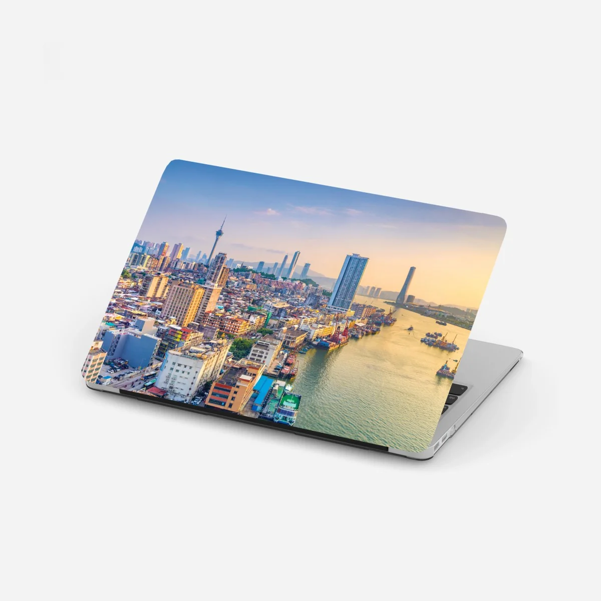 Naklejka na laptopa Macao panorama miasta o zachodzie słońca – Wallissimo® Naklejka na laptopa Macao panorama miasta o zachodzie słońca – Wallissimo®