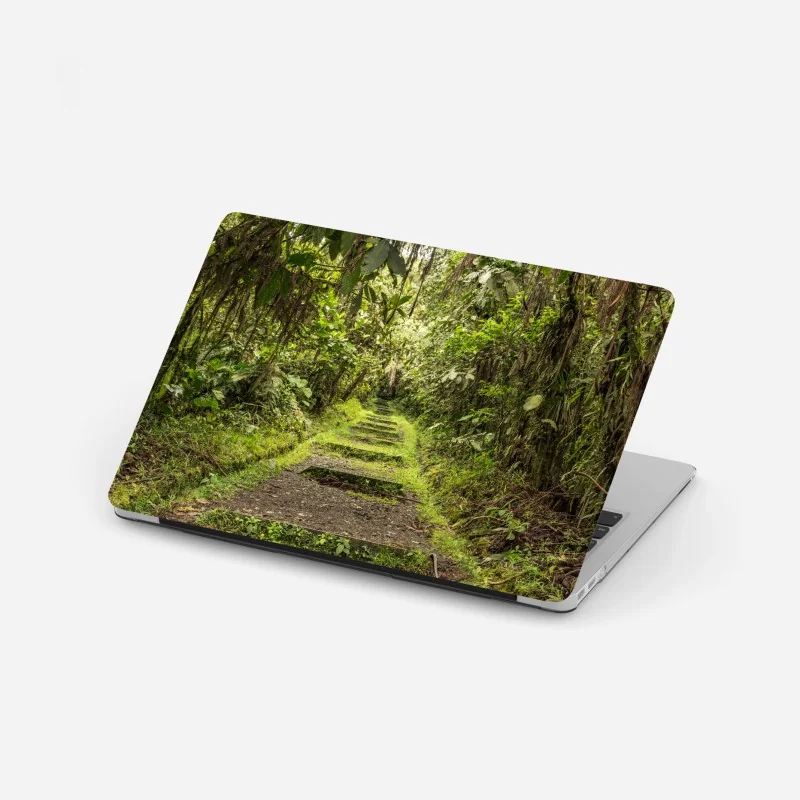 Naklejka na laptopa mglisty sosnowy las nocą – Wallissimo®